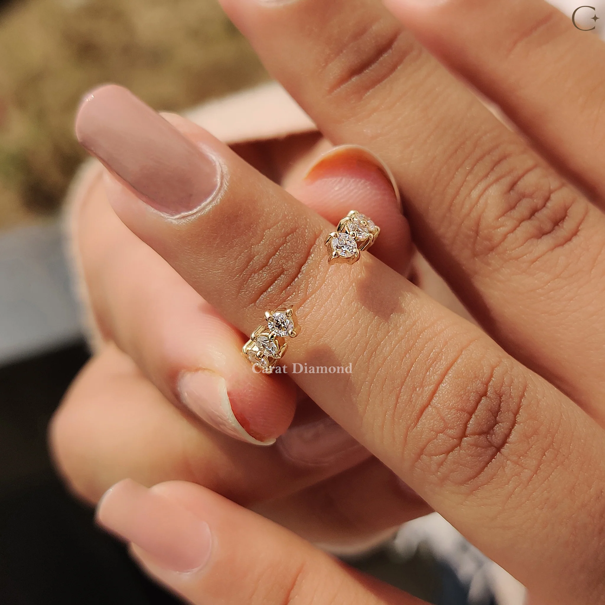 Round Diamond Wedding Band In Open Gap Style - Image 5