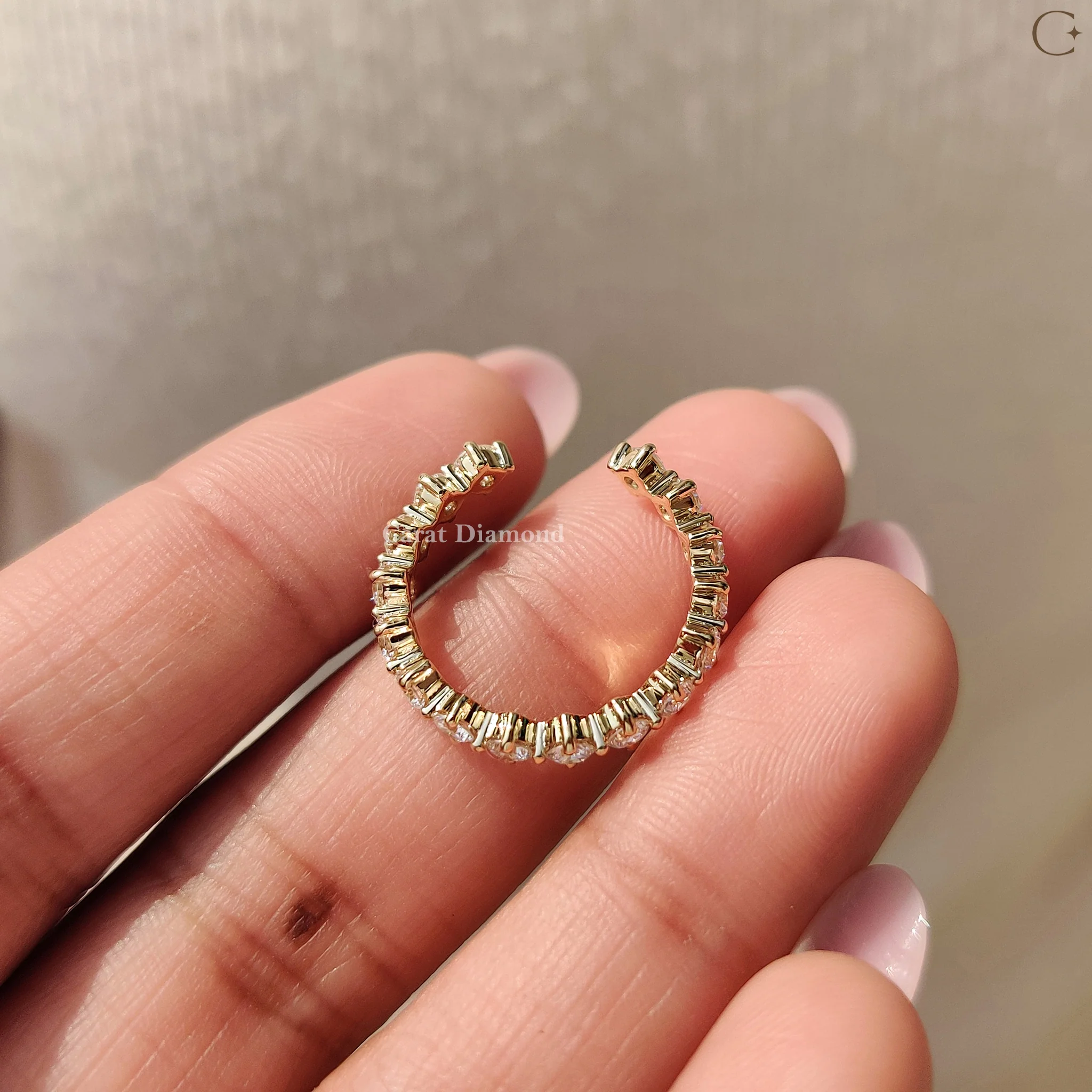 Round Diamond Wedding Band In Open Gap Style - Image 9