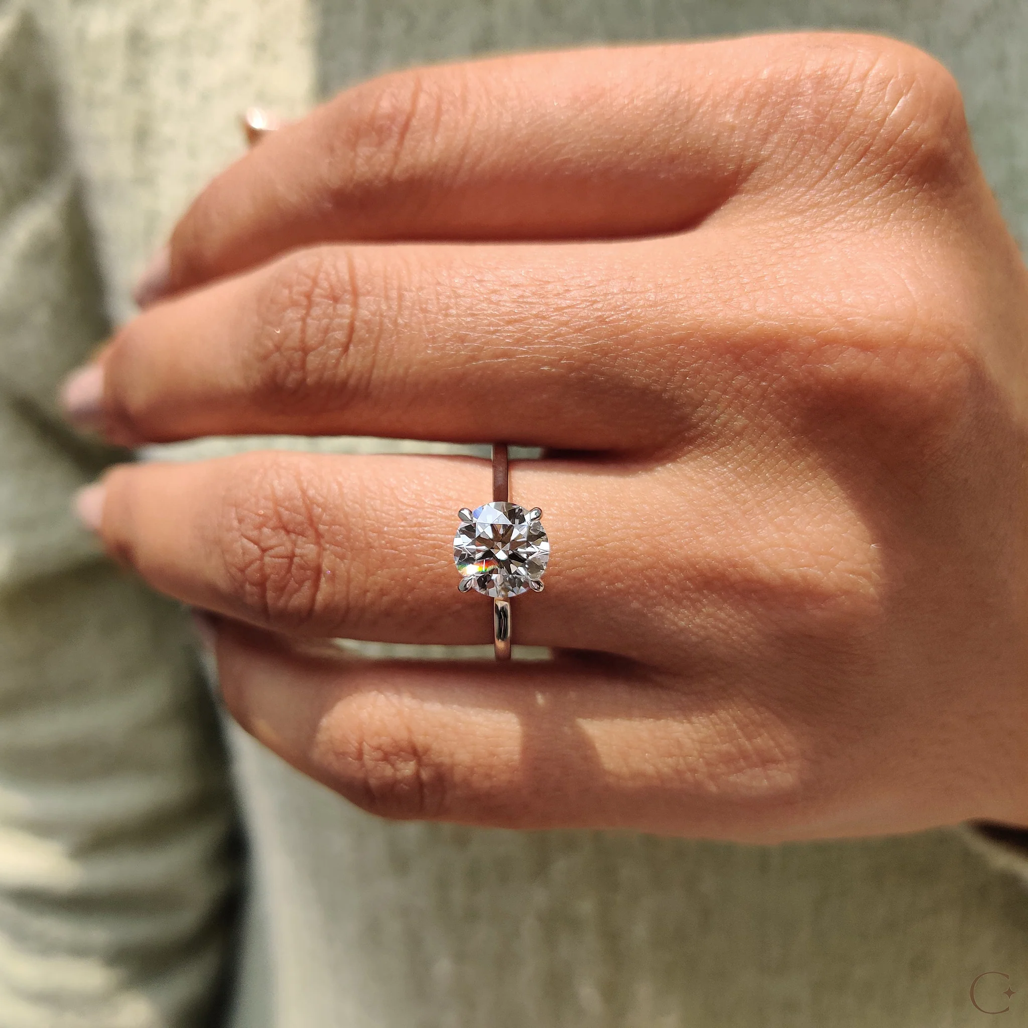 Cathedral Style Round Solitaire Diamond Ring - Image 3