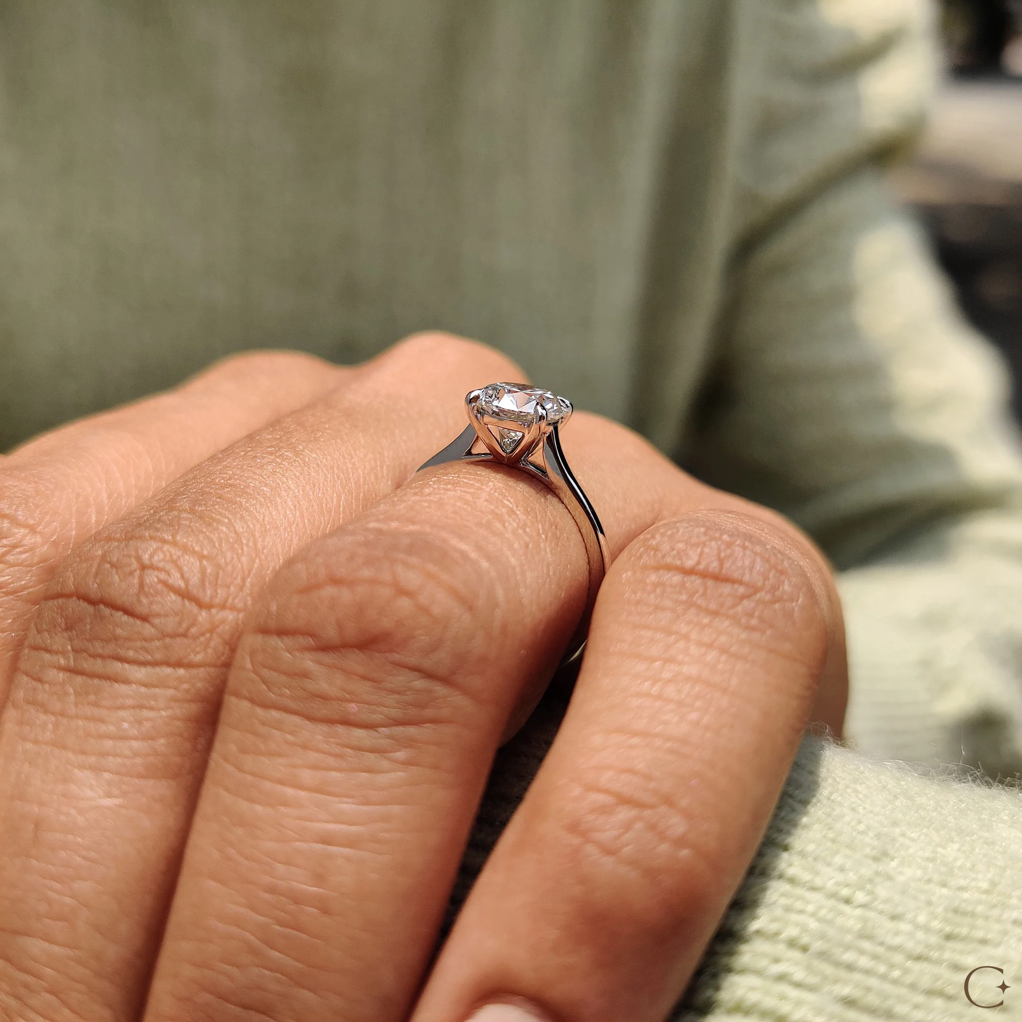 Cathedral Style Round Solitaire Diamond Ring - Image 6