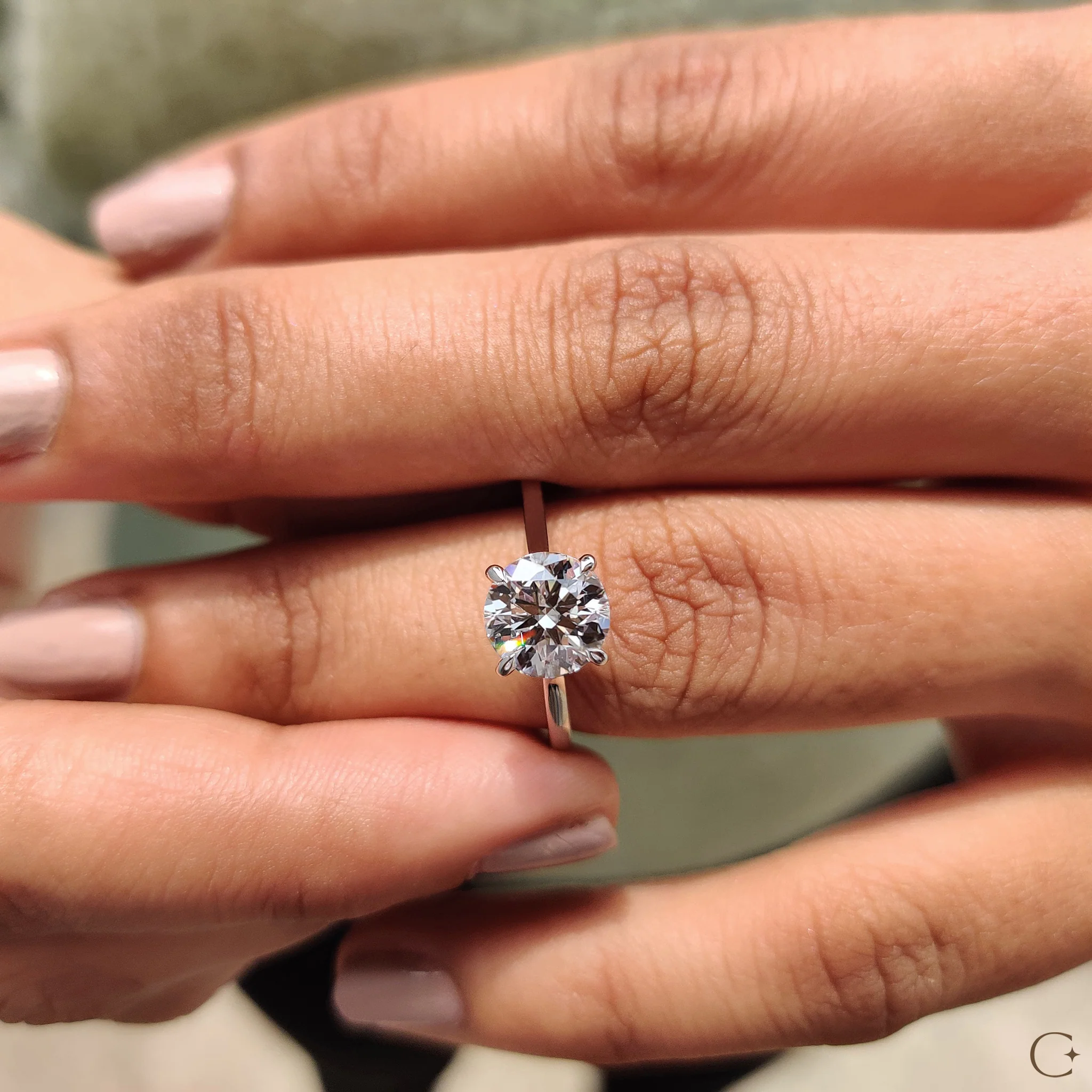 Cathedral Style Round Solitaire Diamond Ring - Image 7