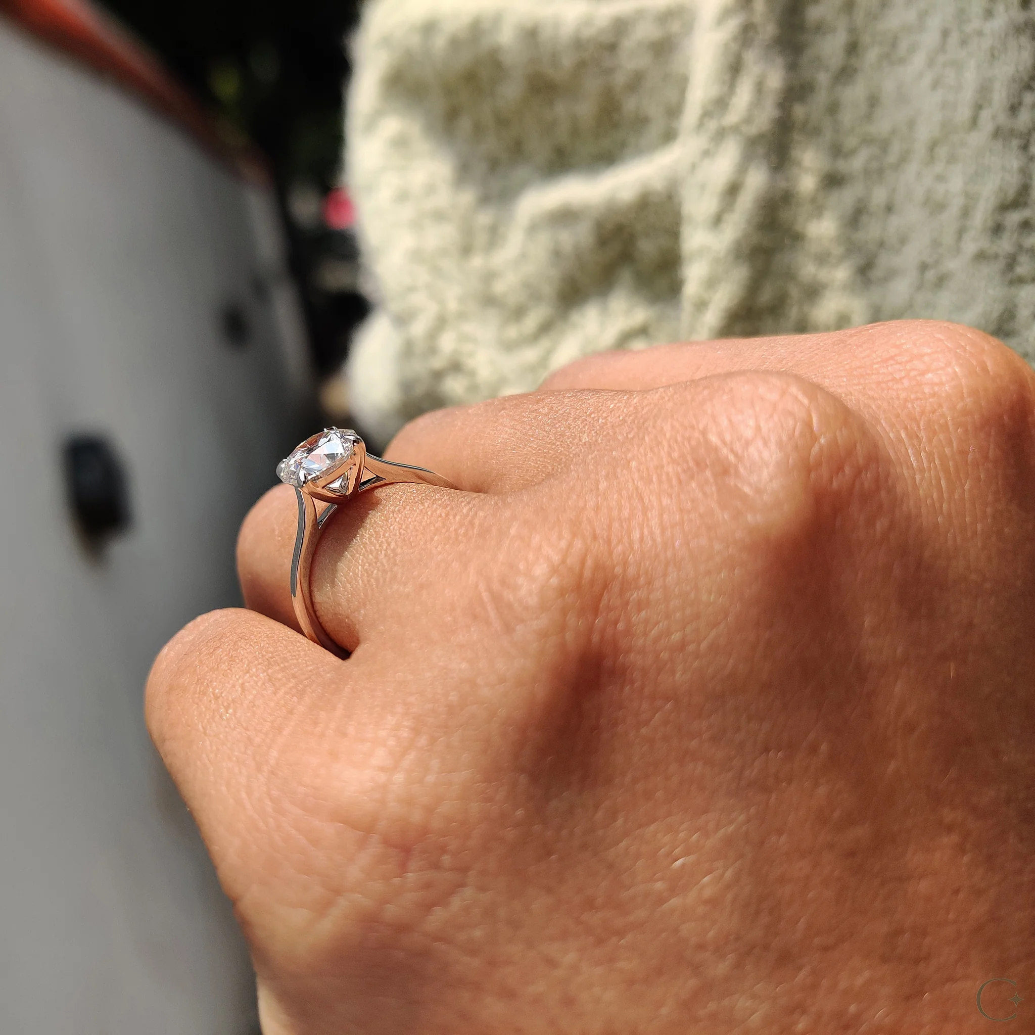 Cathedral Style Round Solitaire Diamond Ring - Image 8