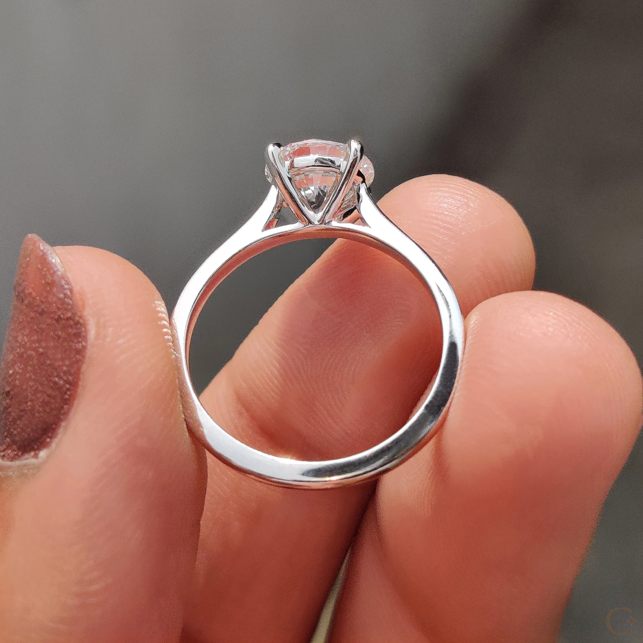 Cathedral Style Round Solitaire Diamond Ring - Image 9