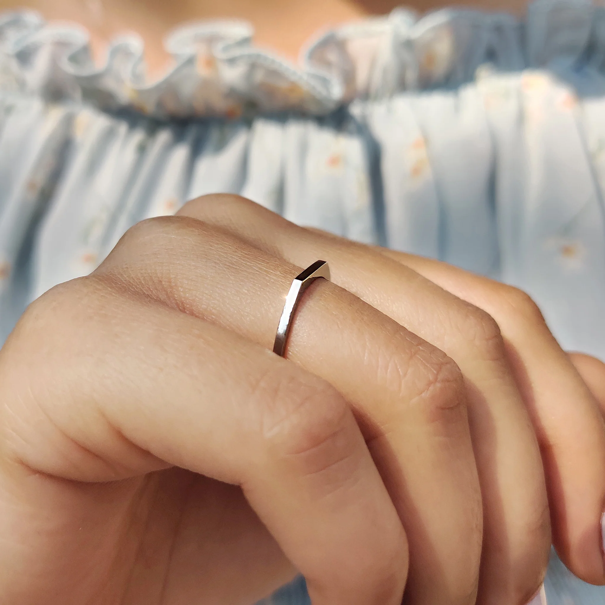 White Gold Simple comfort fit wedding band - Image 4