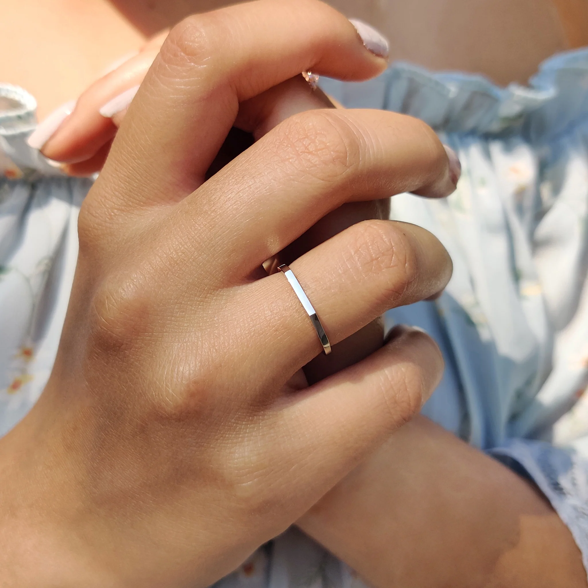 White Gold Simple comfort fit wedding band - Image 5