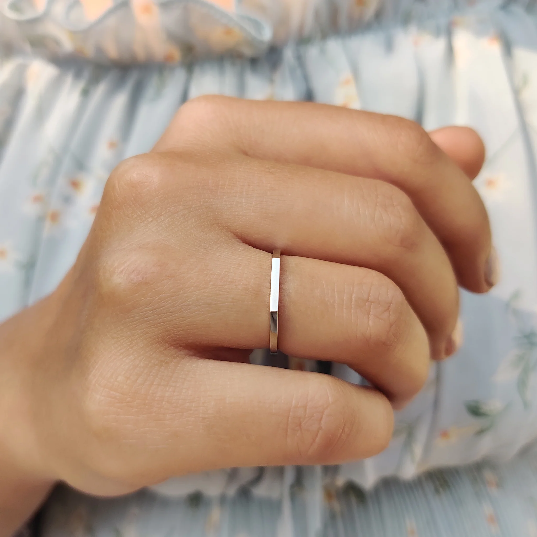 White Gold Simple comfort fit wedding band - Image 6