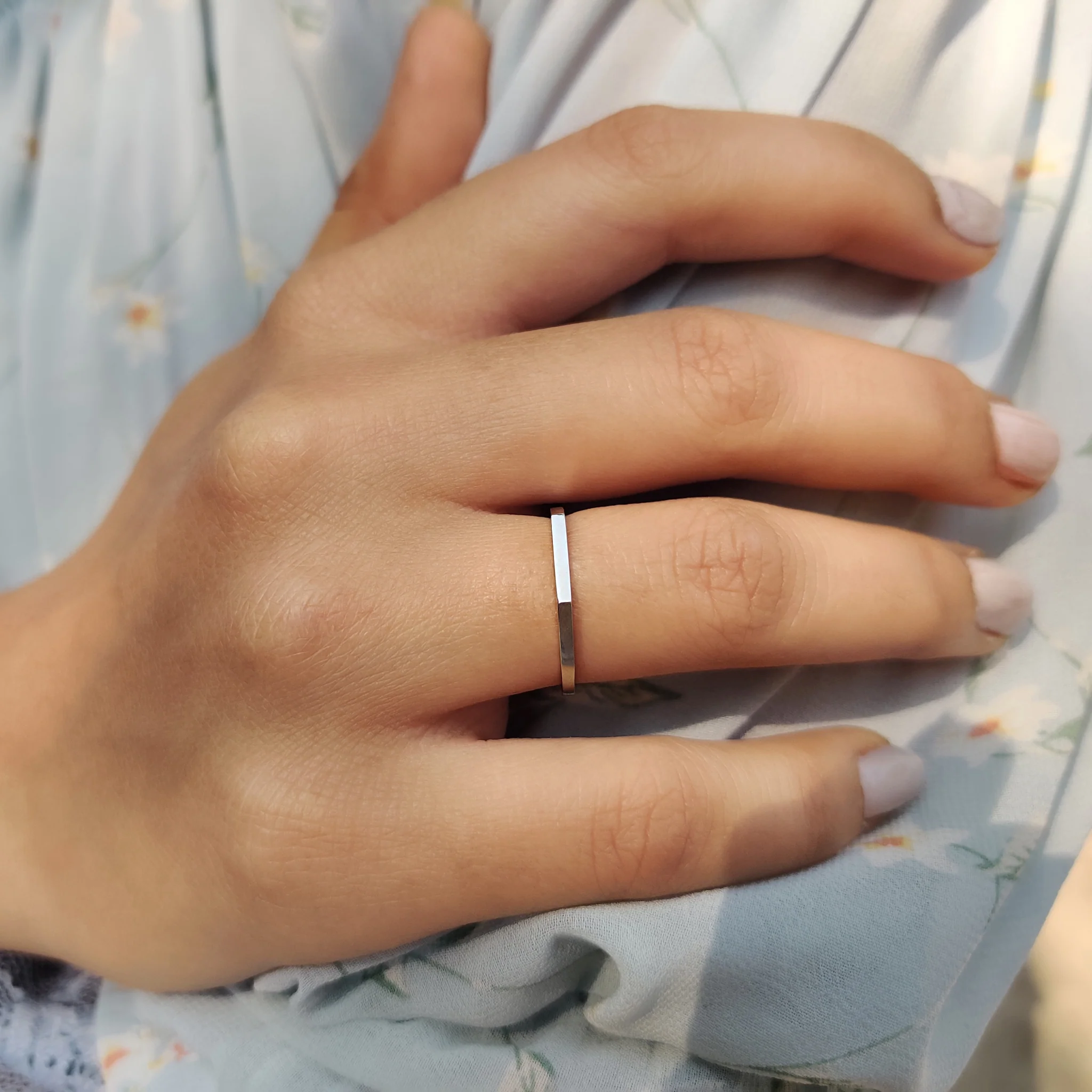 White Gold Simple comfort fit wedding band - Image 9