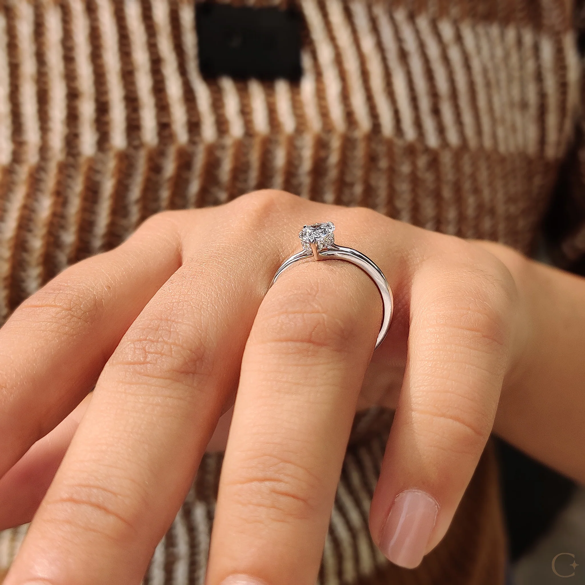 Hidden Halo Teardrop Diamond Ring - Image 4