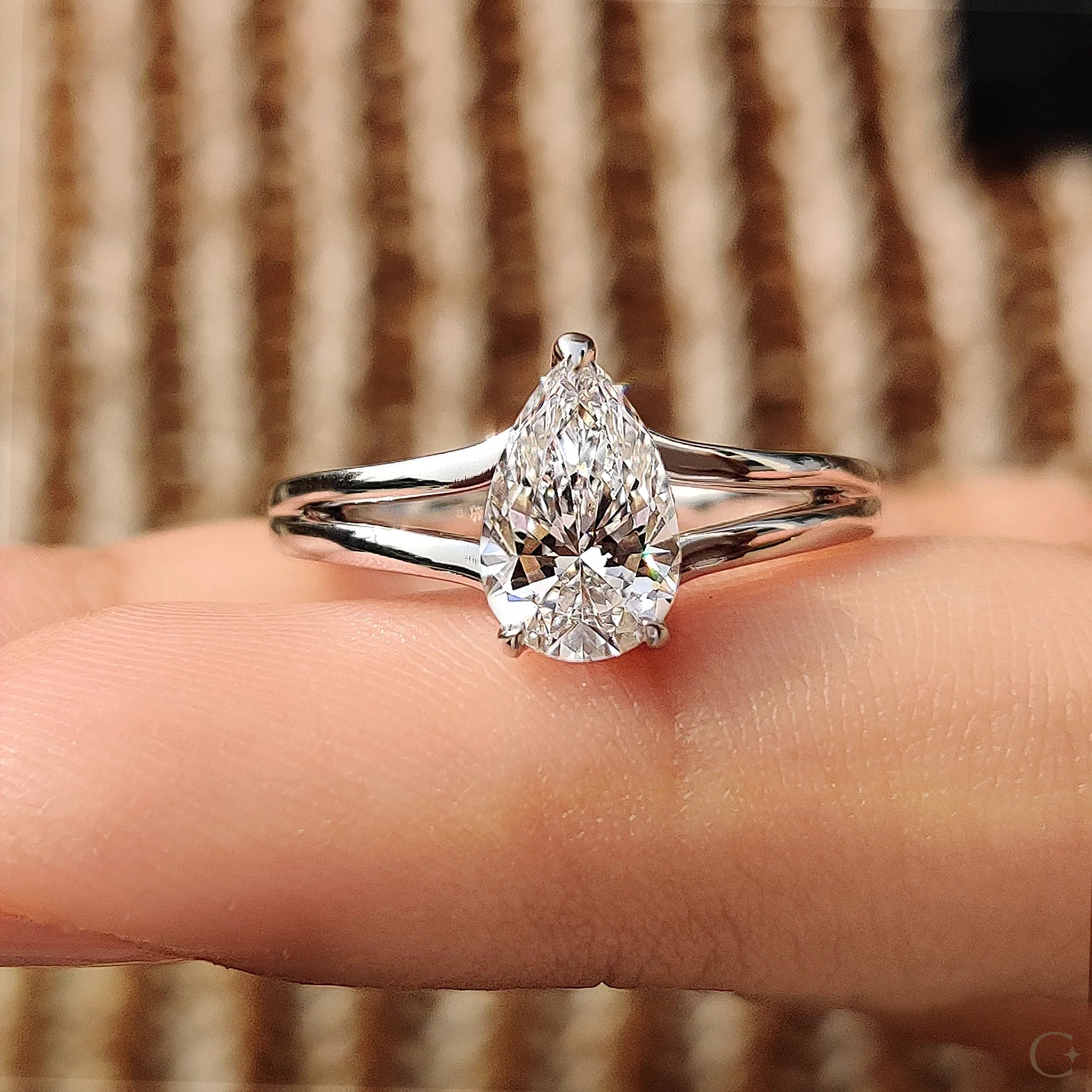 Hidden Halo Teardrop Diamond Ring - Image 5