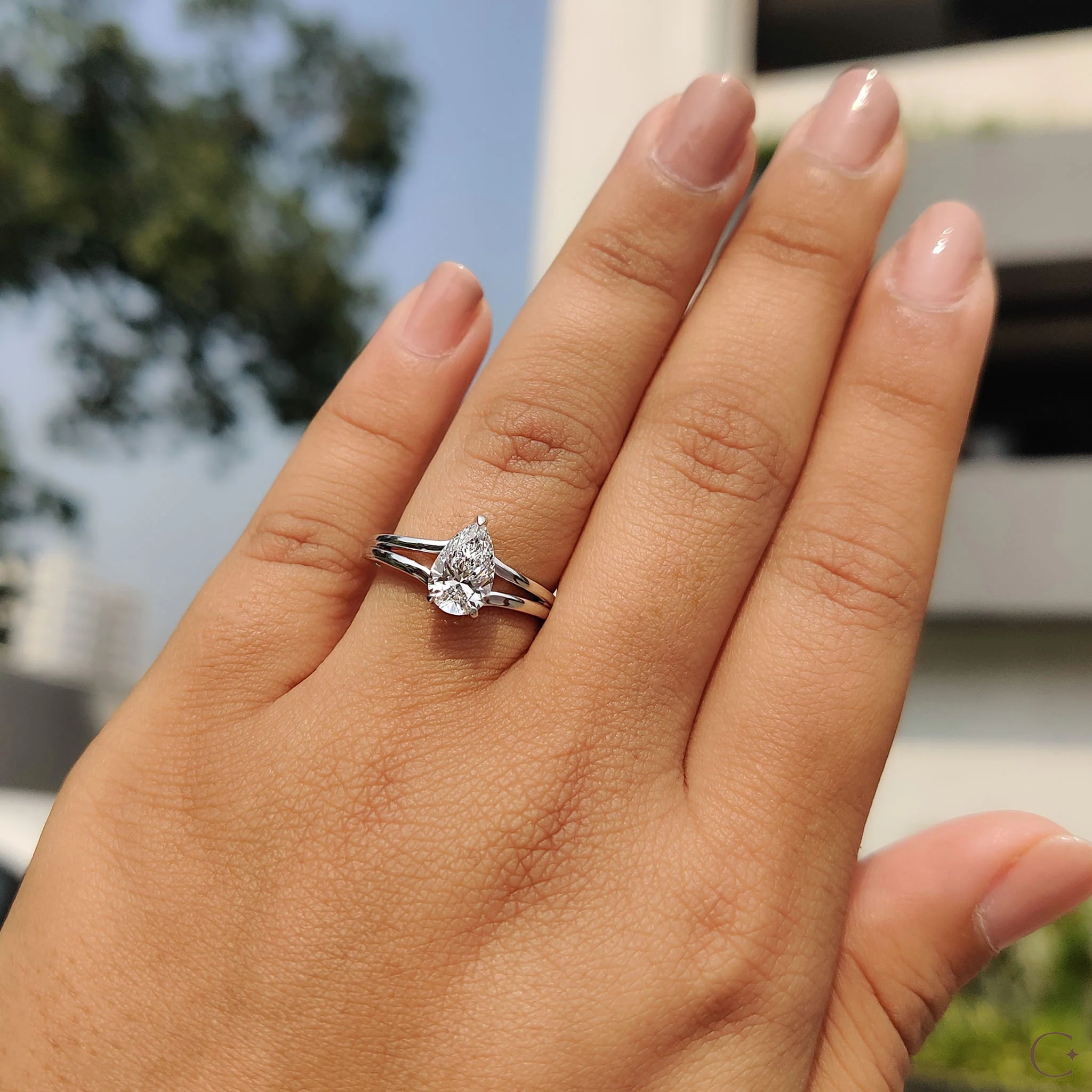 Hidden Halo Teardrop Diamond Ring - Image 6