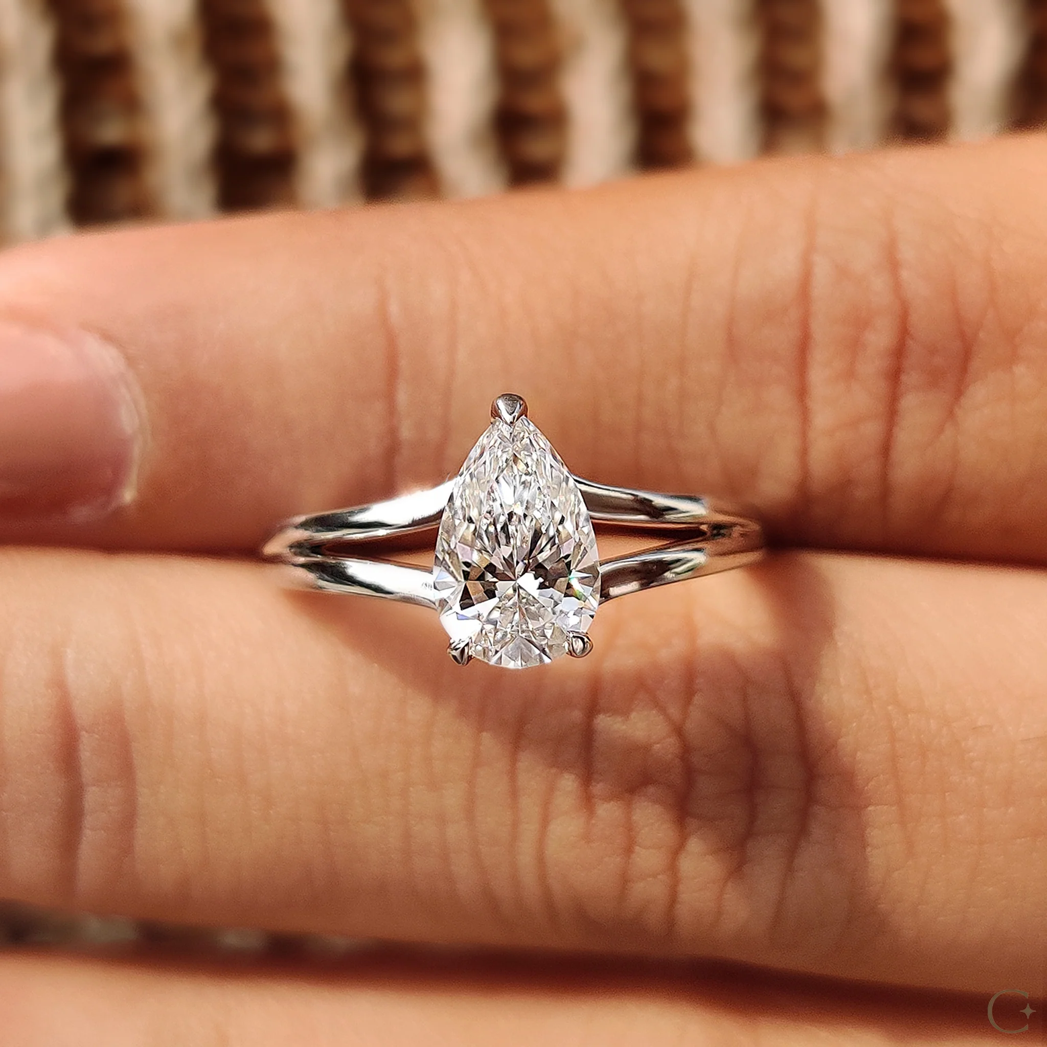 Hidden Halo Teardrop Diamond Ring - Image 7