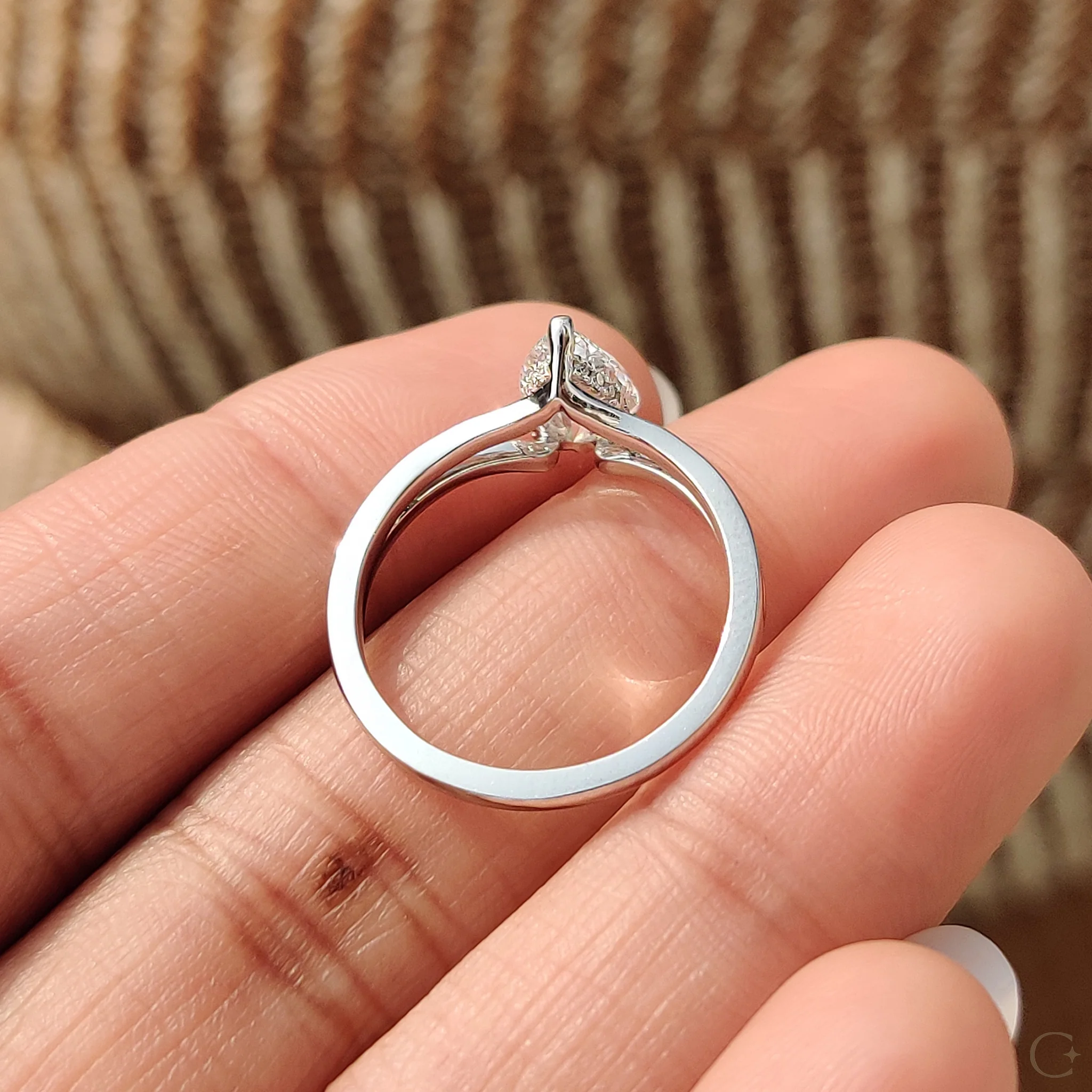 Hidden Halo Teardrop Diamond Ring - Image 9