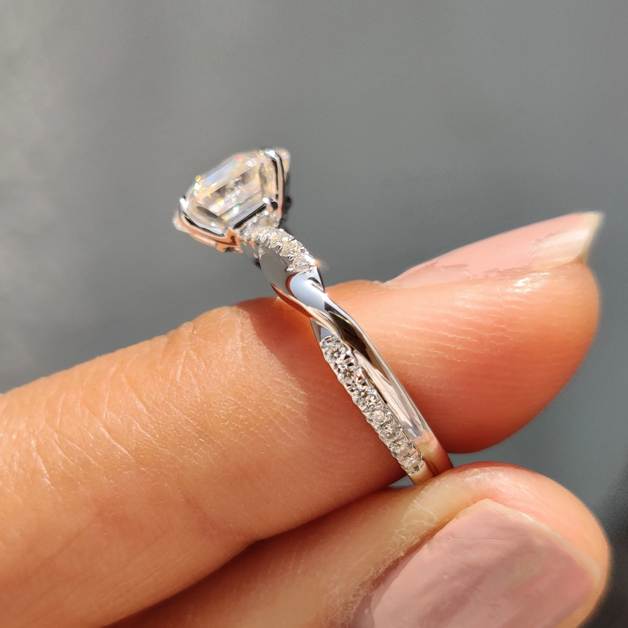 Twisted Pave Hexagon Engagement Ring - Image 7