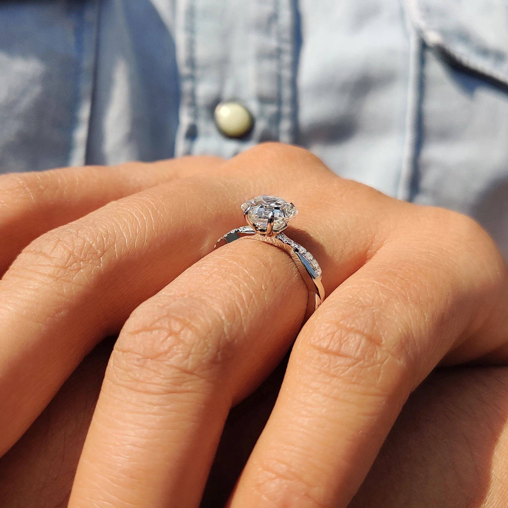 Twisted Pave Hexagon Engagement Ring - Image 8