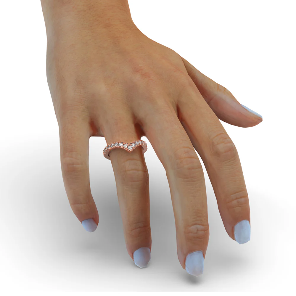 V Shaped Wedding Band - Half Eternity - Image 3