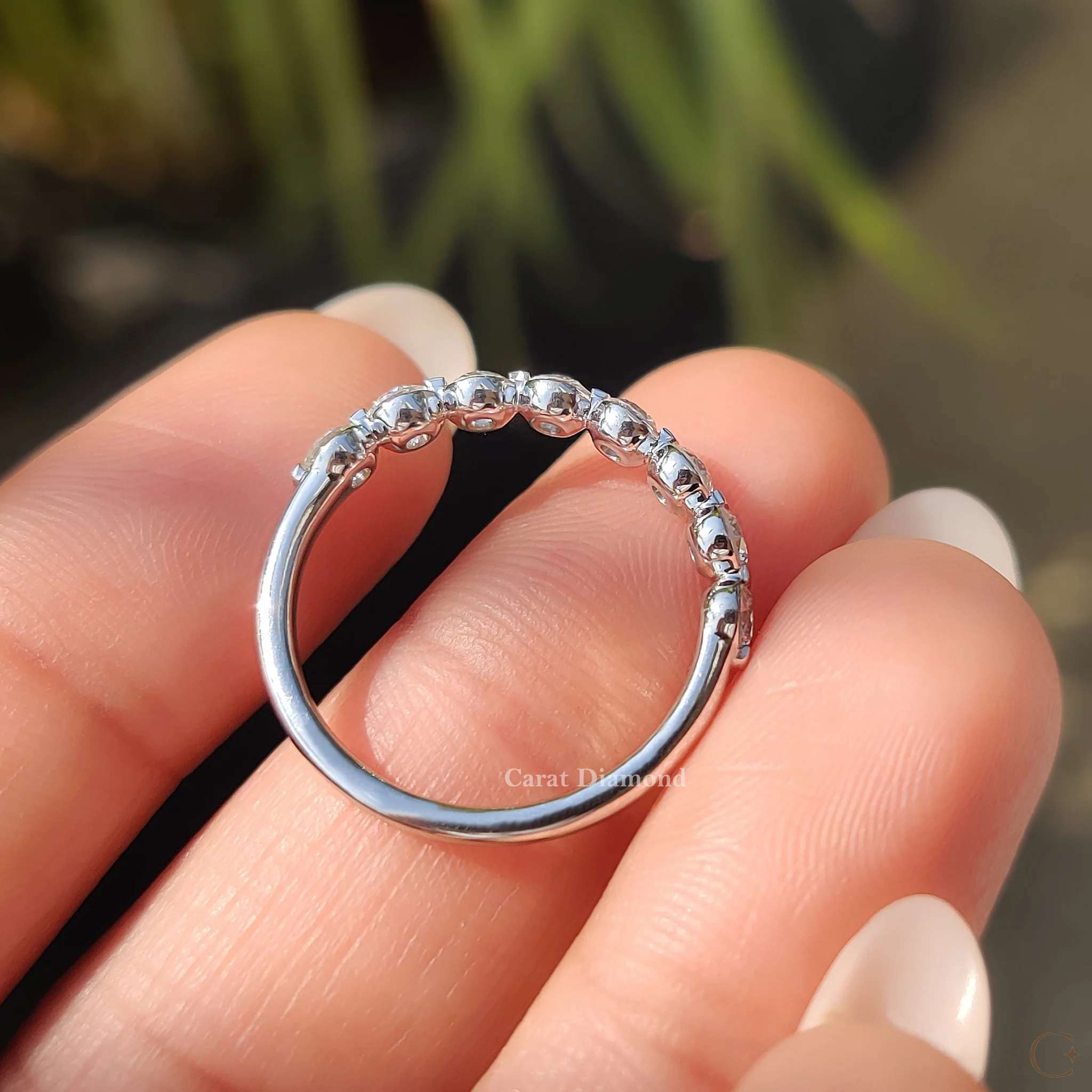 White Gold Wedding Band For Women in Round Diamond - Image 9