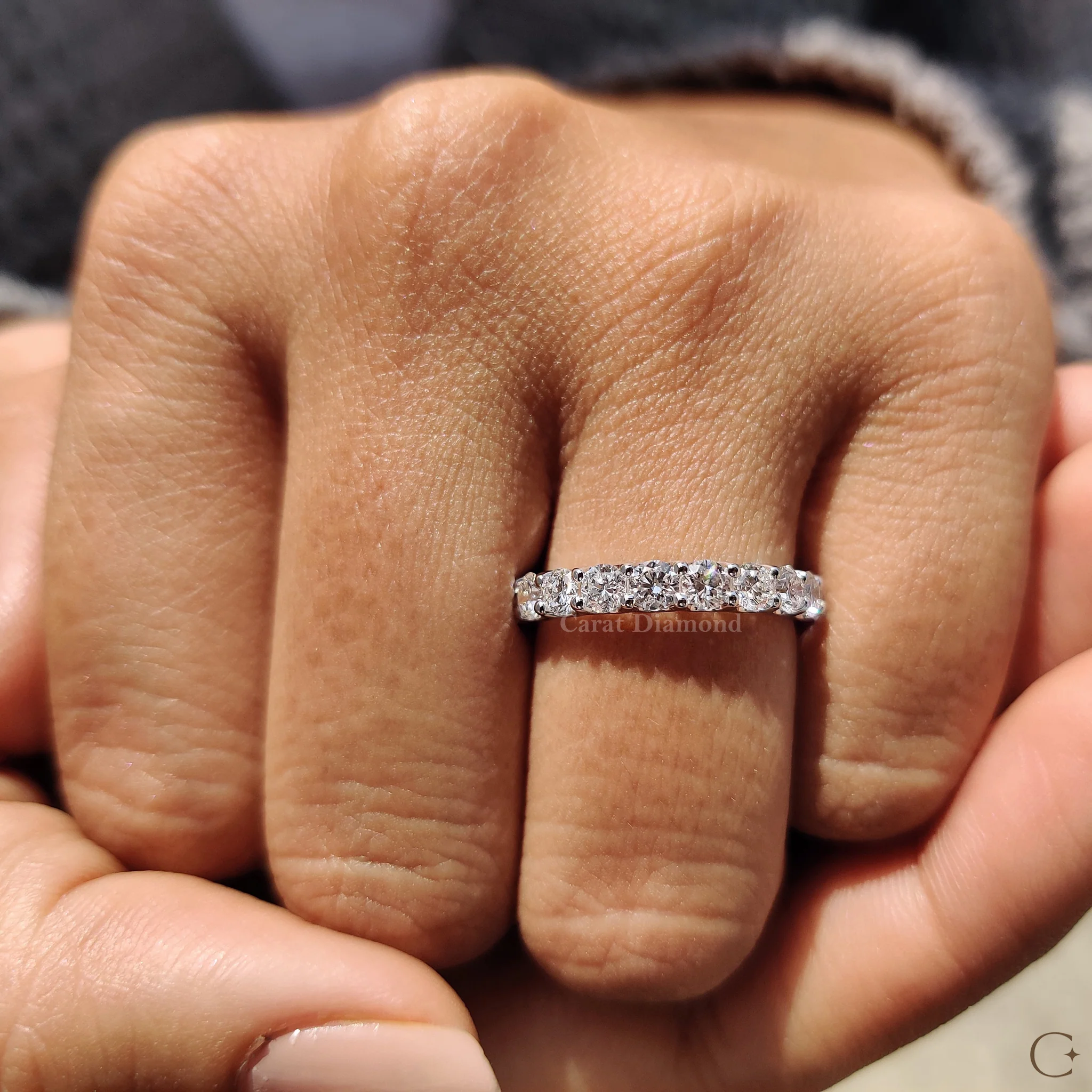 Lab Grown Round Diamond White Gold Wedding Band - Image 3