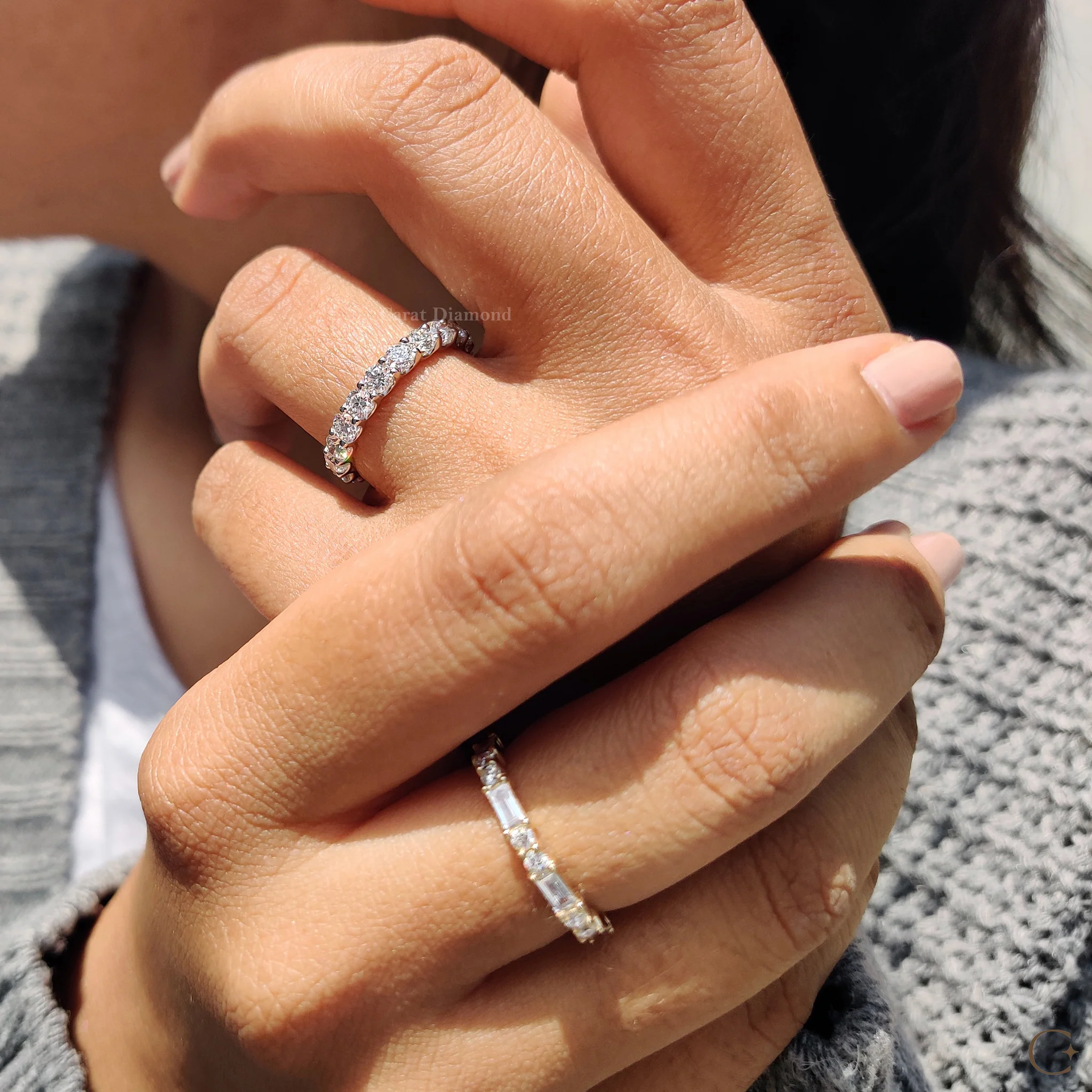 Lab Grown Round Diamond White Gold Wedding Band - Image 4