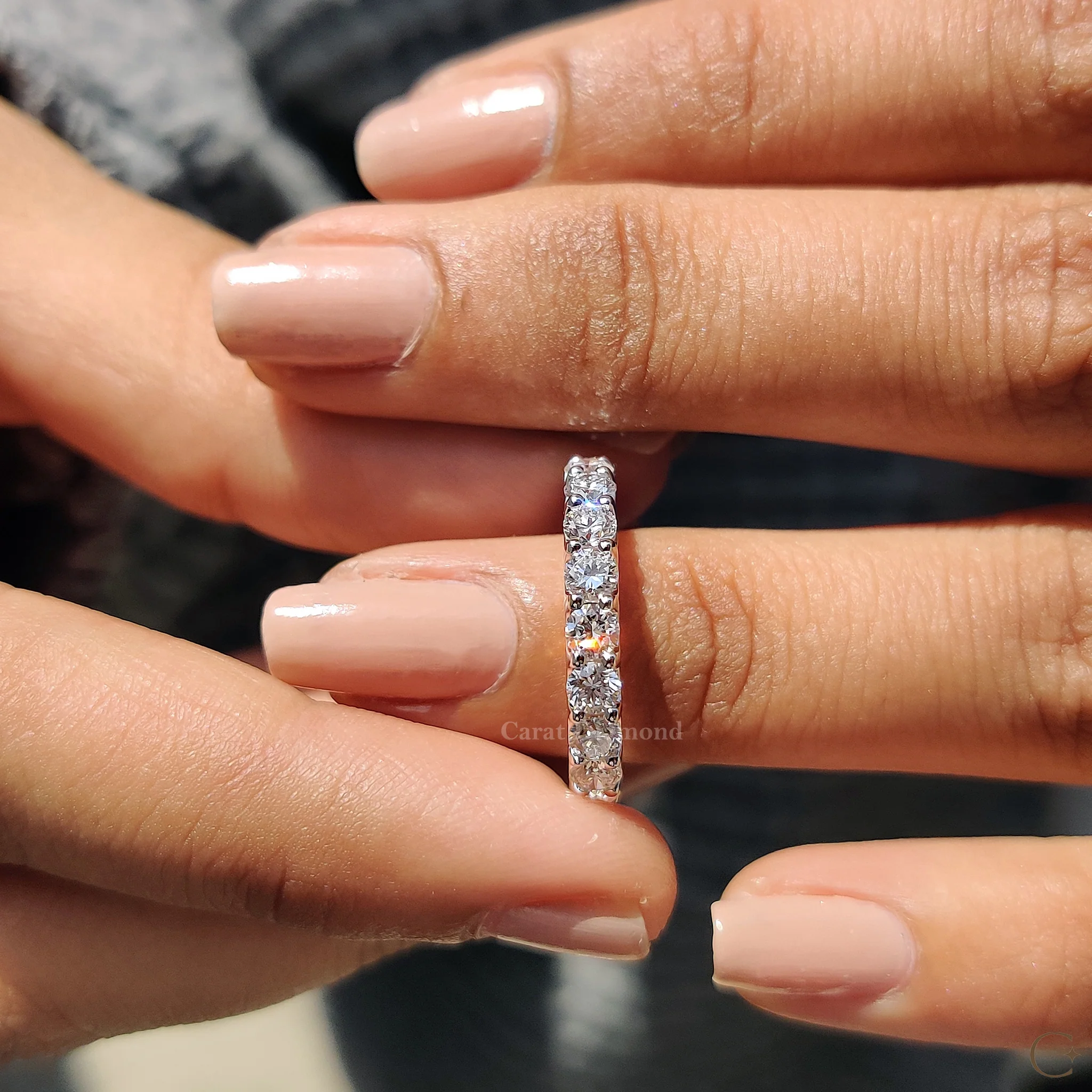 Lab Grown Round Diamond White Gold Wedding Band - Image 6