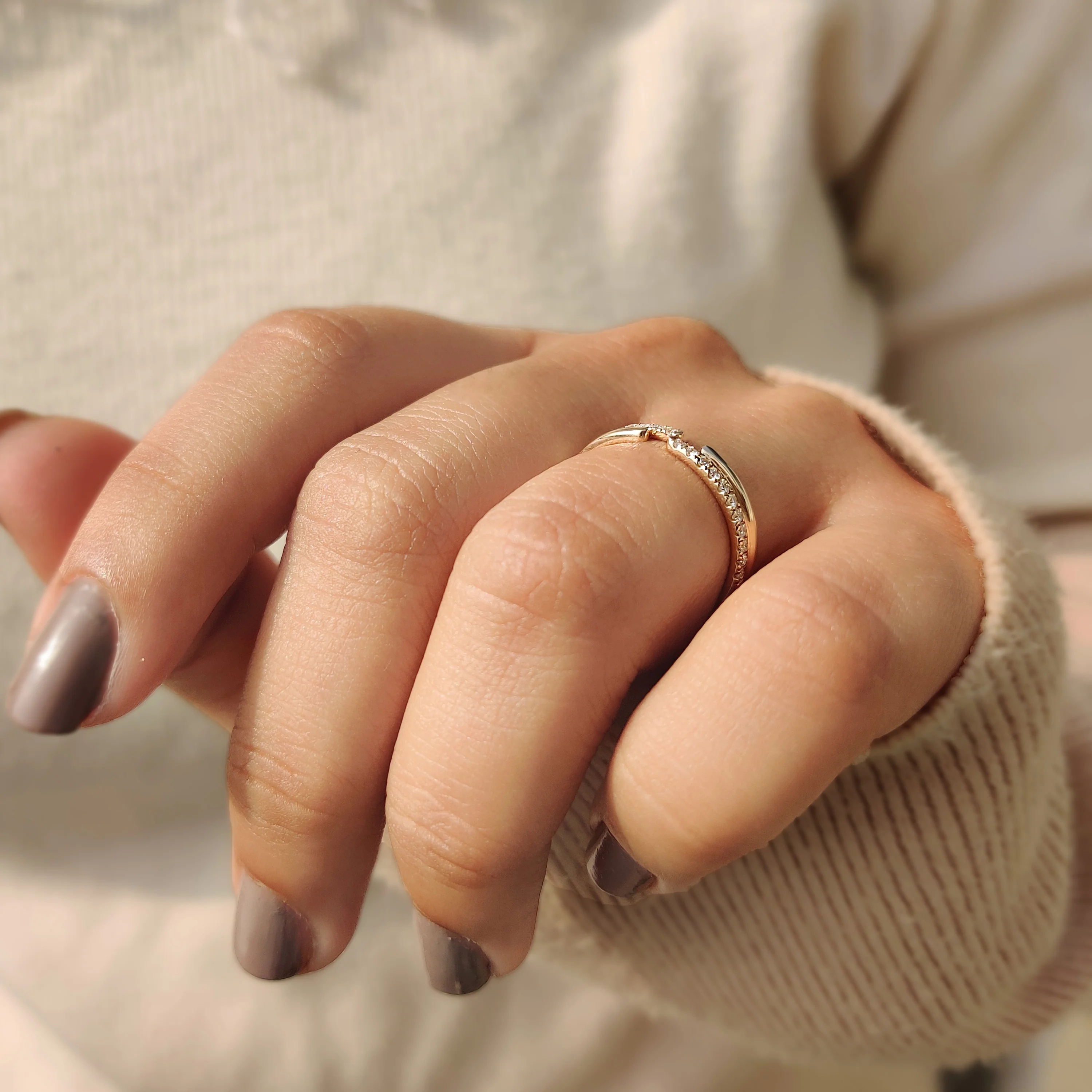 Lab Grown Round Cut Double Row Diamond Band - Image 5