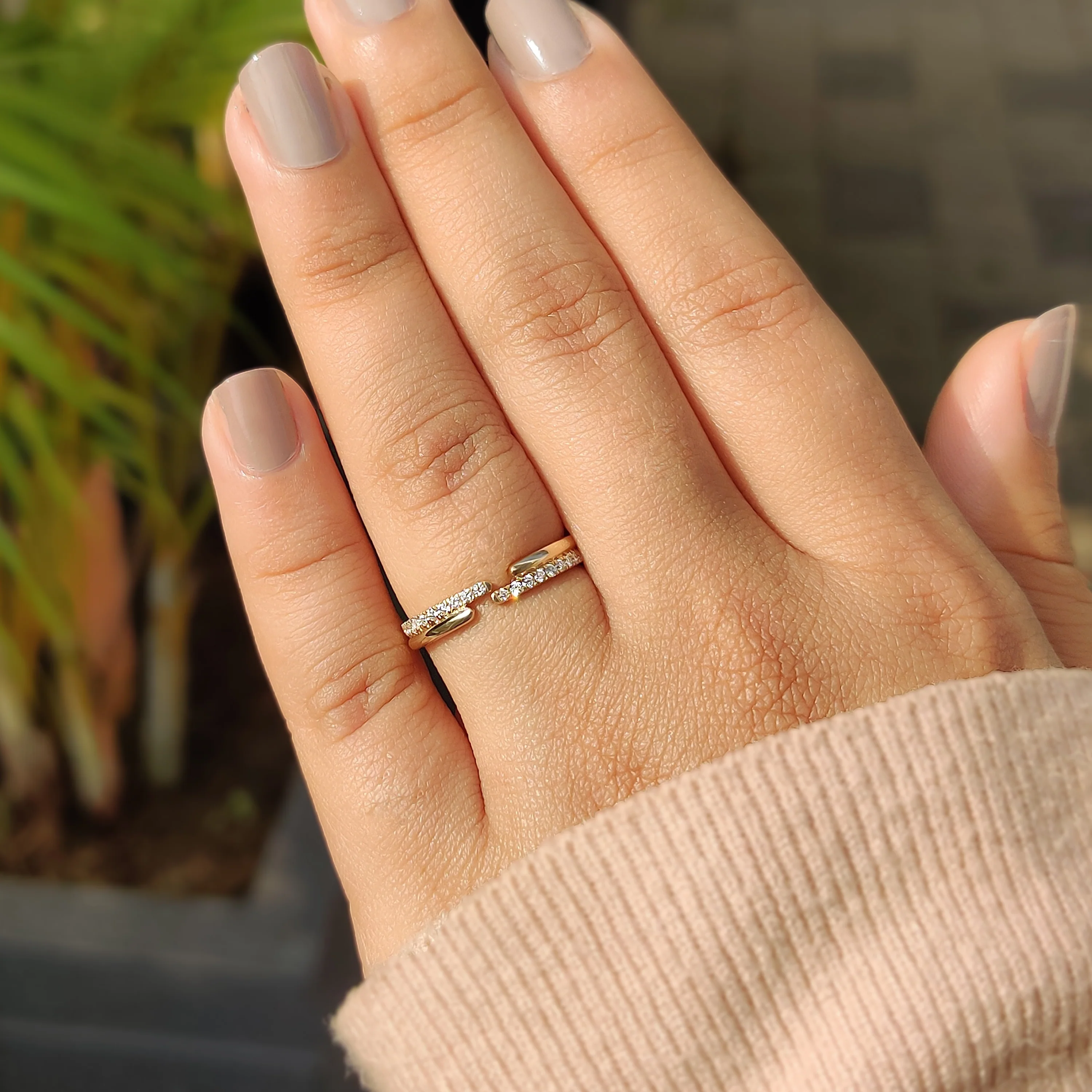 Lab Grown Round Cut Double Row Diamond Band - Image 6