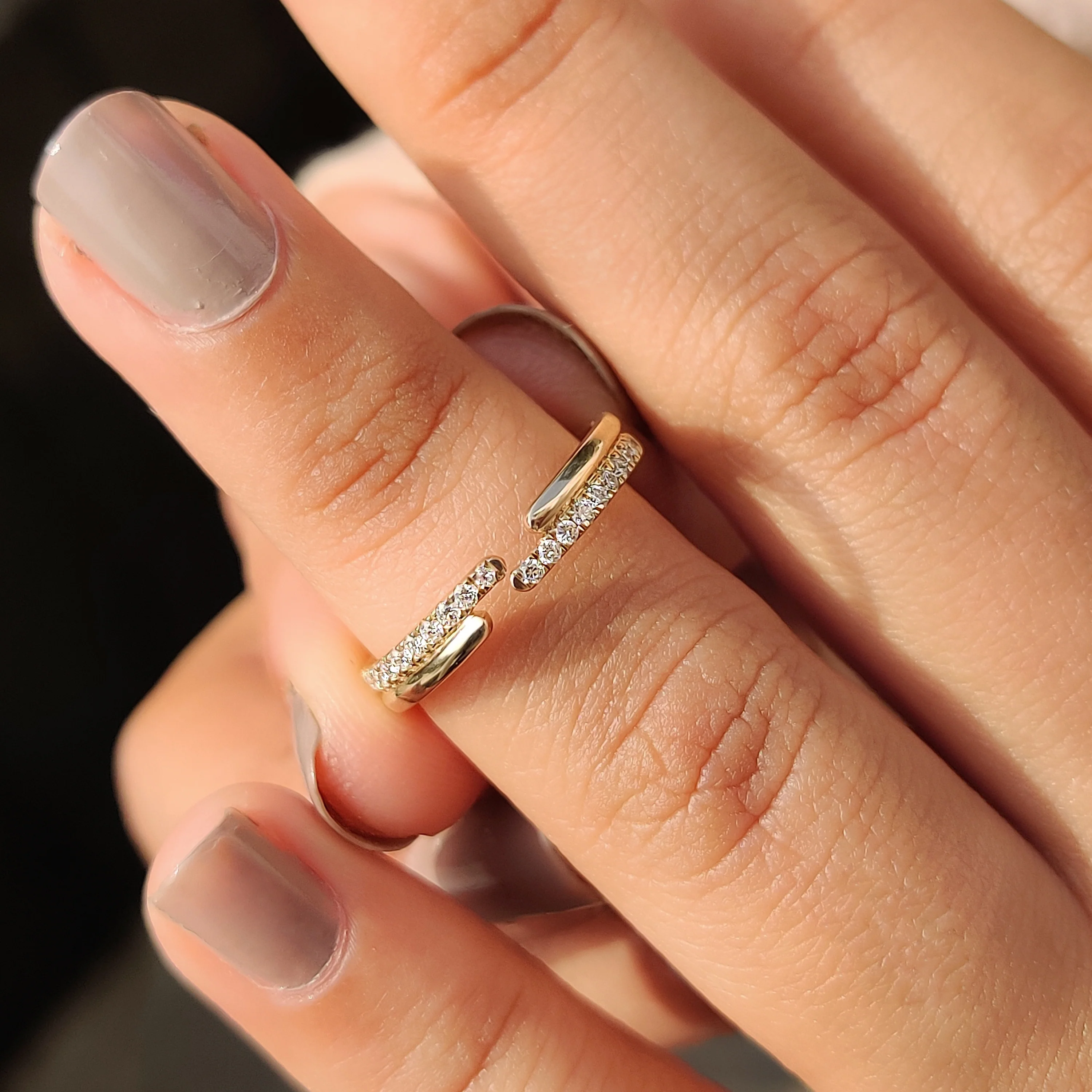 Lab Grown Round Cut Double Row Diamond Band - Image 7