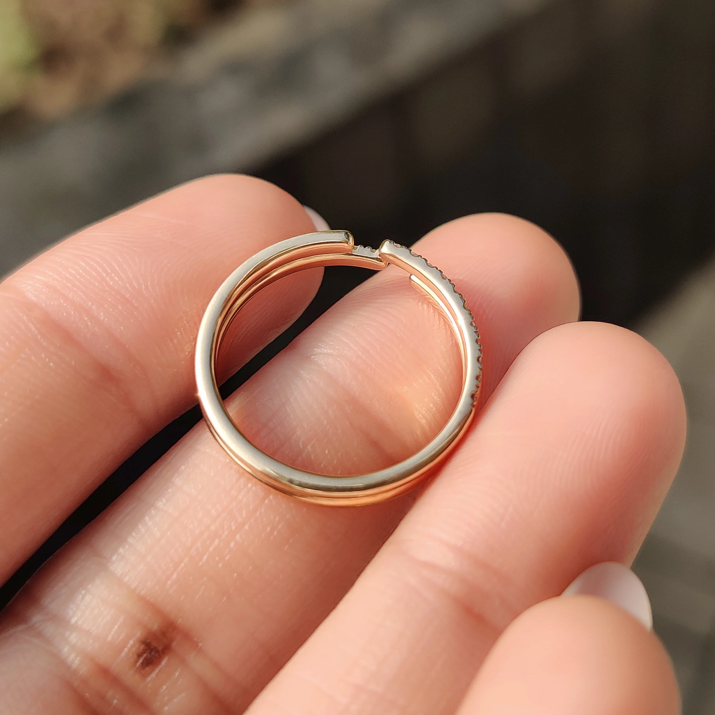 Lab Grown Round Cut Double Row Diamond Band - Image 9