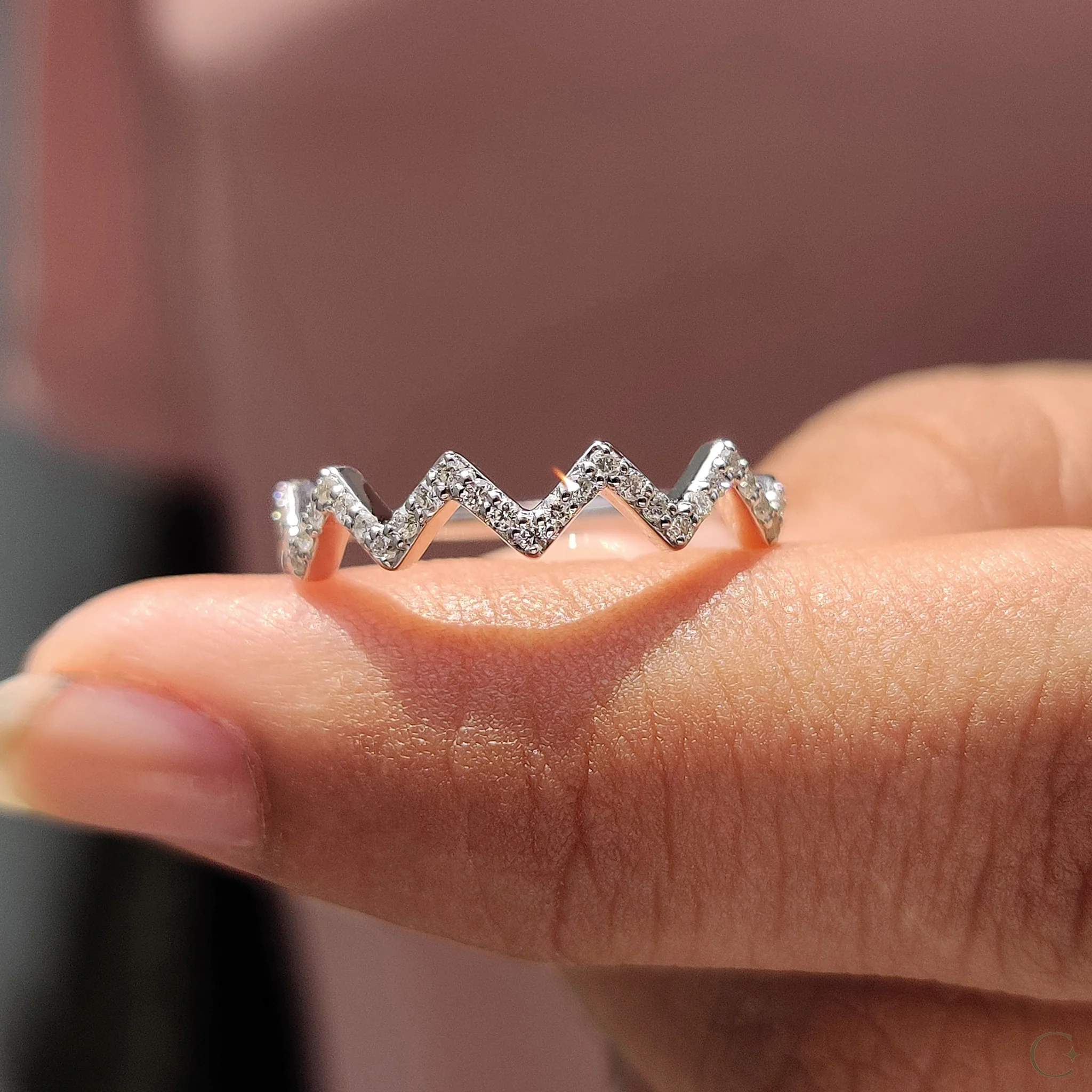 Zig Zag Band Featuring Round Cut Diamond - Image 4