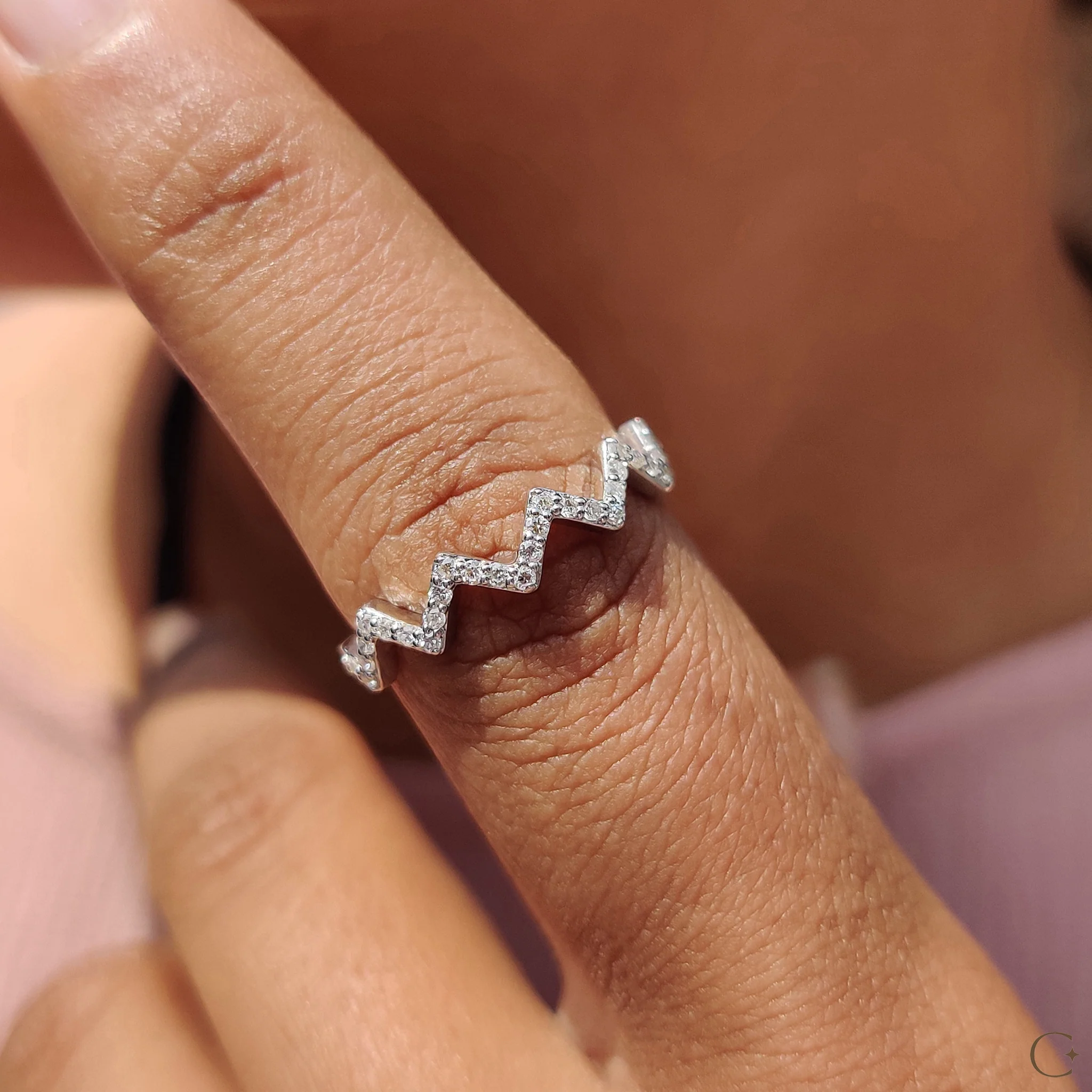 Zig Zag Band Featuring Round Cut Diamond - Image 7