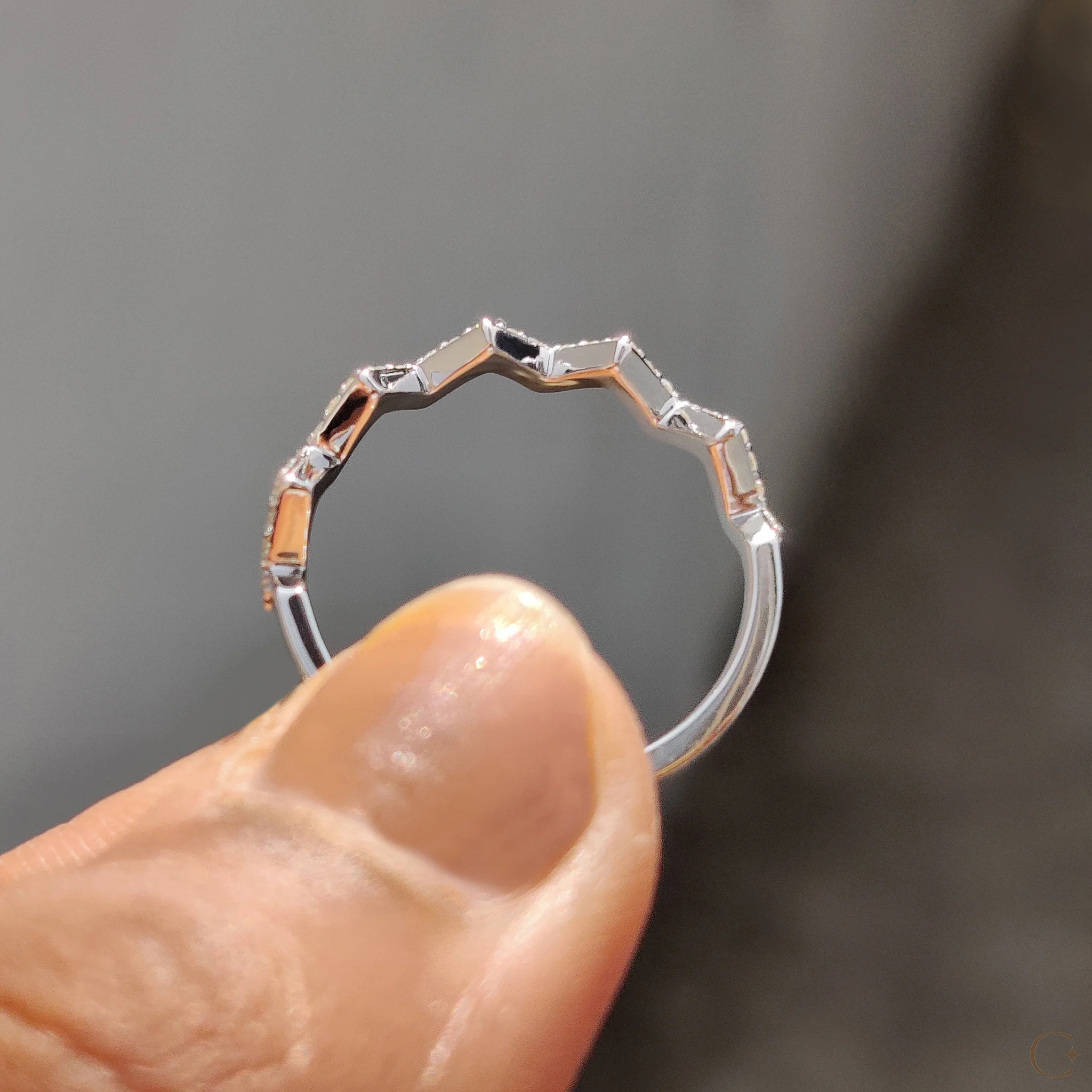 Zig Zag Band Featuring Round Cut Diamond - Image 8